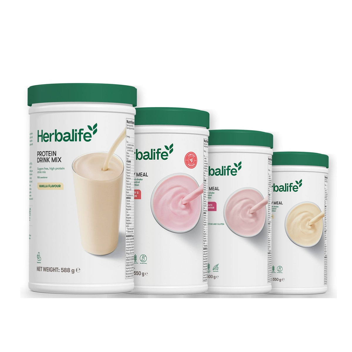Formula 1 Strawberry Watermelon shake tub with two chosen flavours and Protein Drink Mix vanilla tub, Free From Raspberry & White Chocolate / Vanilla