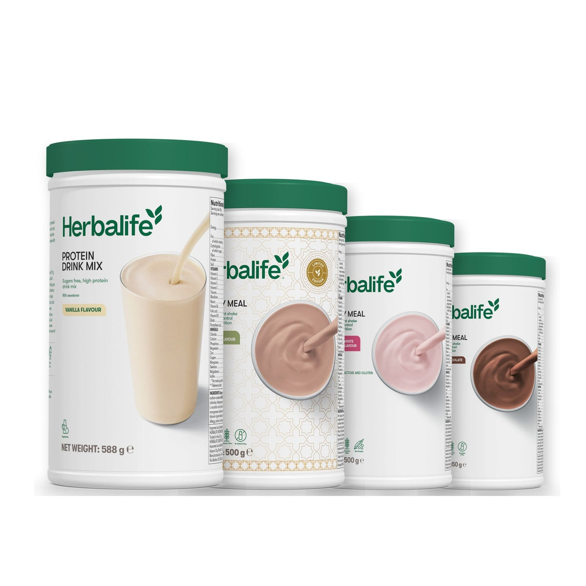 Formula 1 Dubai Style Chocolate shake tub with two chosen flavours and Protein Drink Mix vanilla tub, Free From Raspberry & White Chocolate / Chocolate