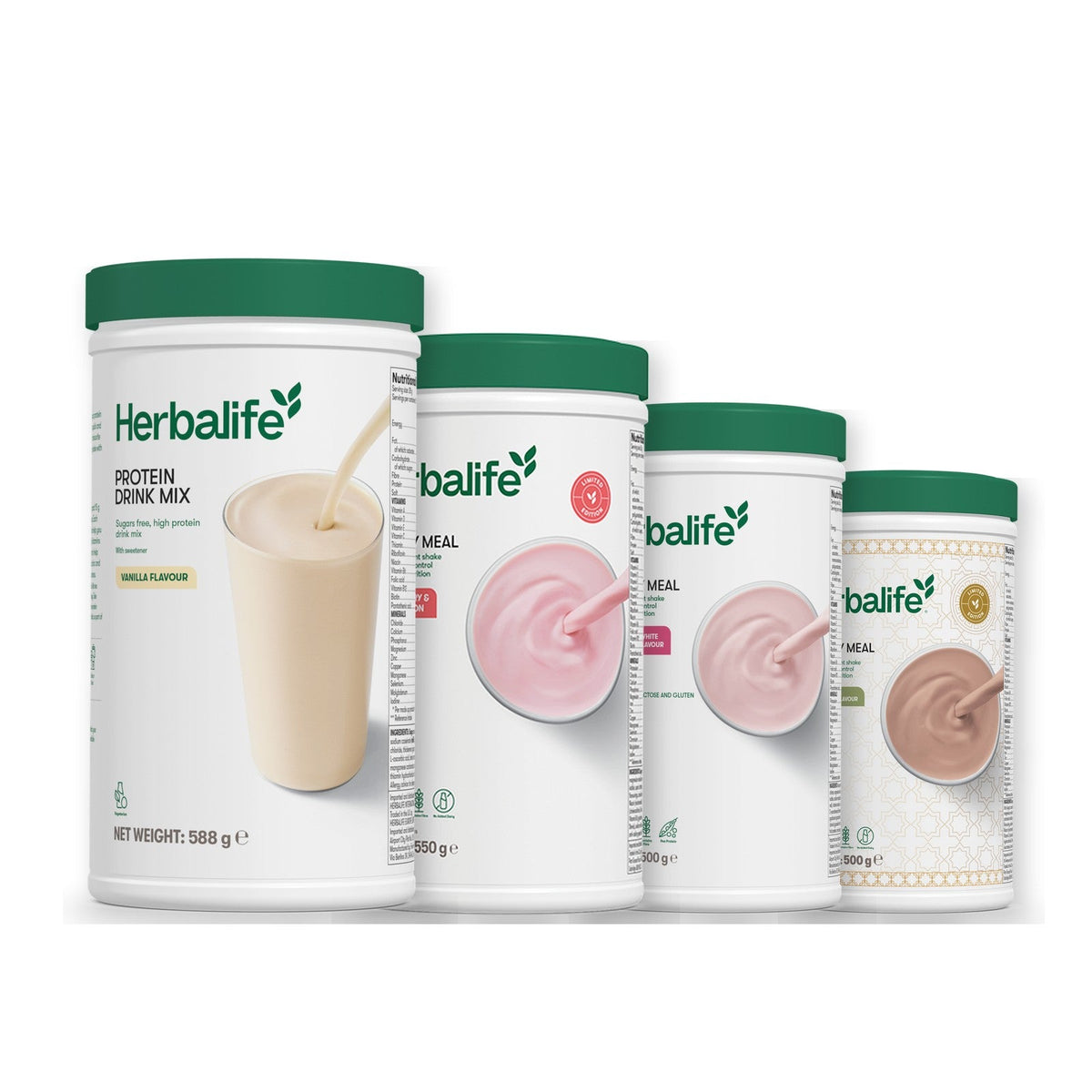Formula 1 Strawberry Watermelon shake tub with two chosen flavours and Protein Drink Mix vanilla tub, Free From Raspberry & White Chocolate / Dubai Style Chocolate