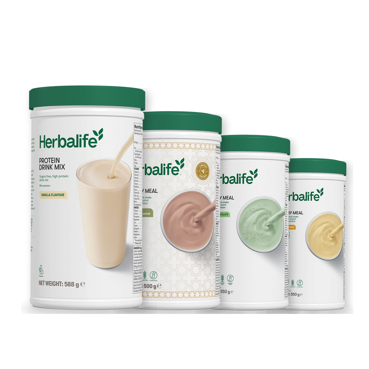 Formula 1 Dubai Style Chocolate shake tub with two chosen flavours and Protein Drink Mix vanilla tub, Mint Chocolate / Banana Cream