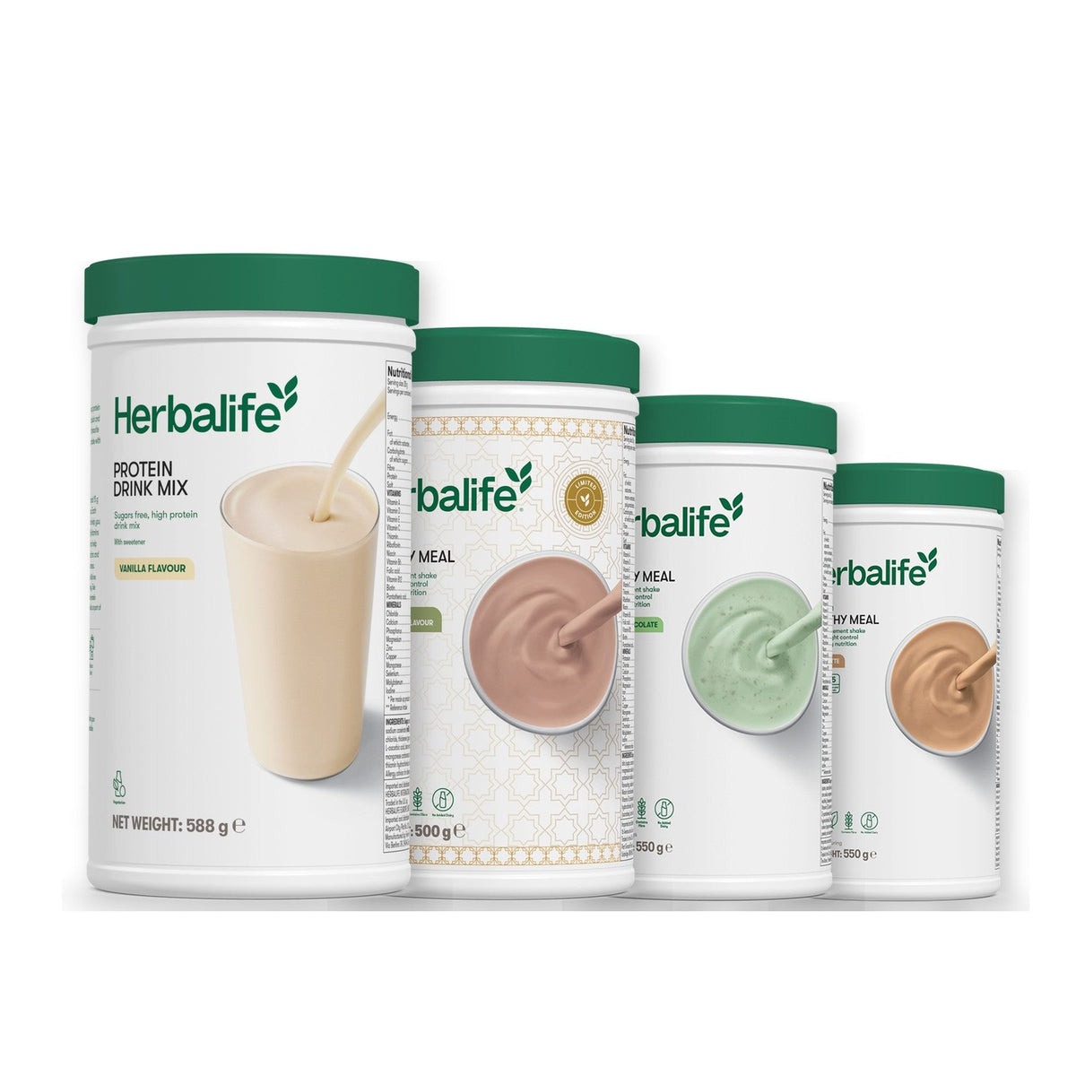 Formula 1 Dubai Style Chocolate shake tub with two chosen flavours and Protein Drink Mix vanilla tub, Mint Chocolate / Cafe Latte