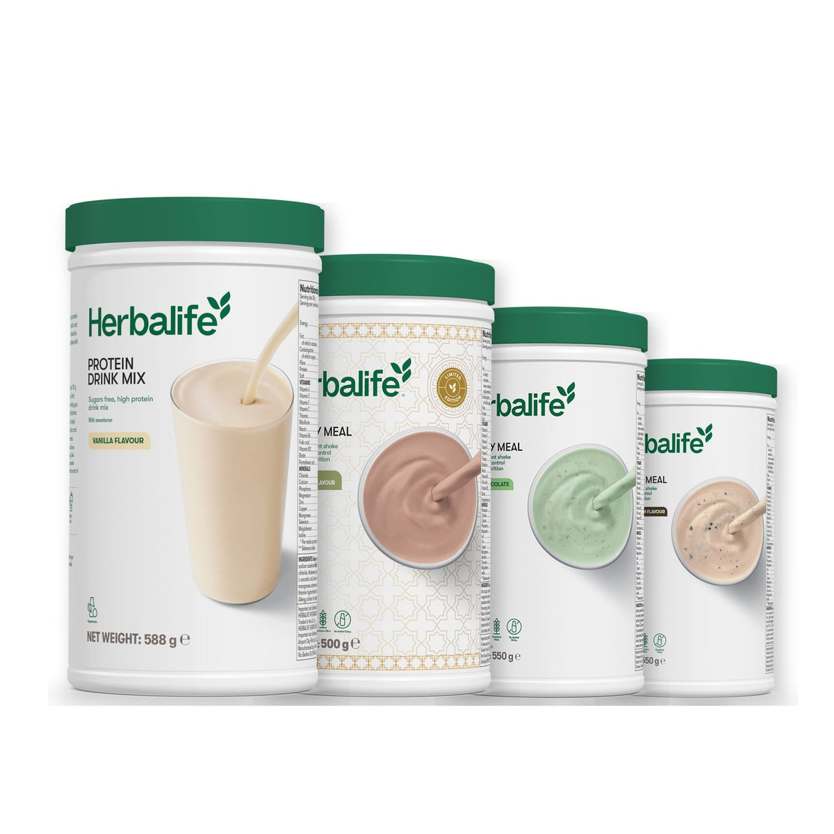 Formula 1 Dubai Style Chocolate shake tub with two chosen flavours and Protein Drink Mix vanilla tub, Mint Chocolate / Cookie Crunch