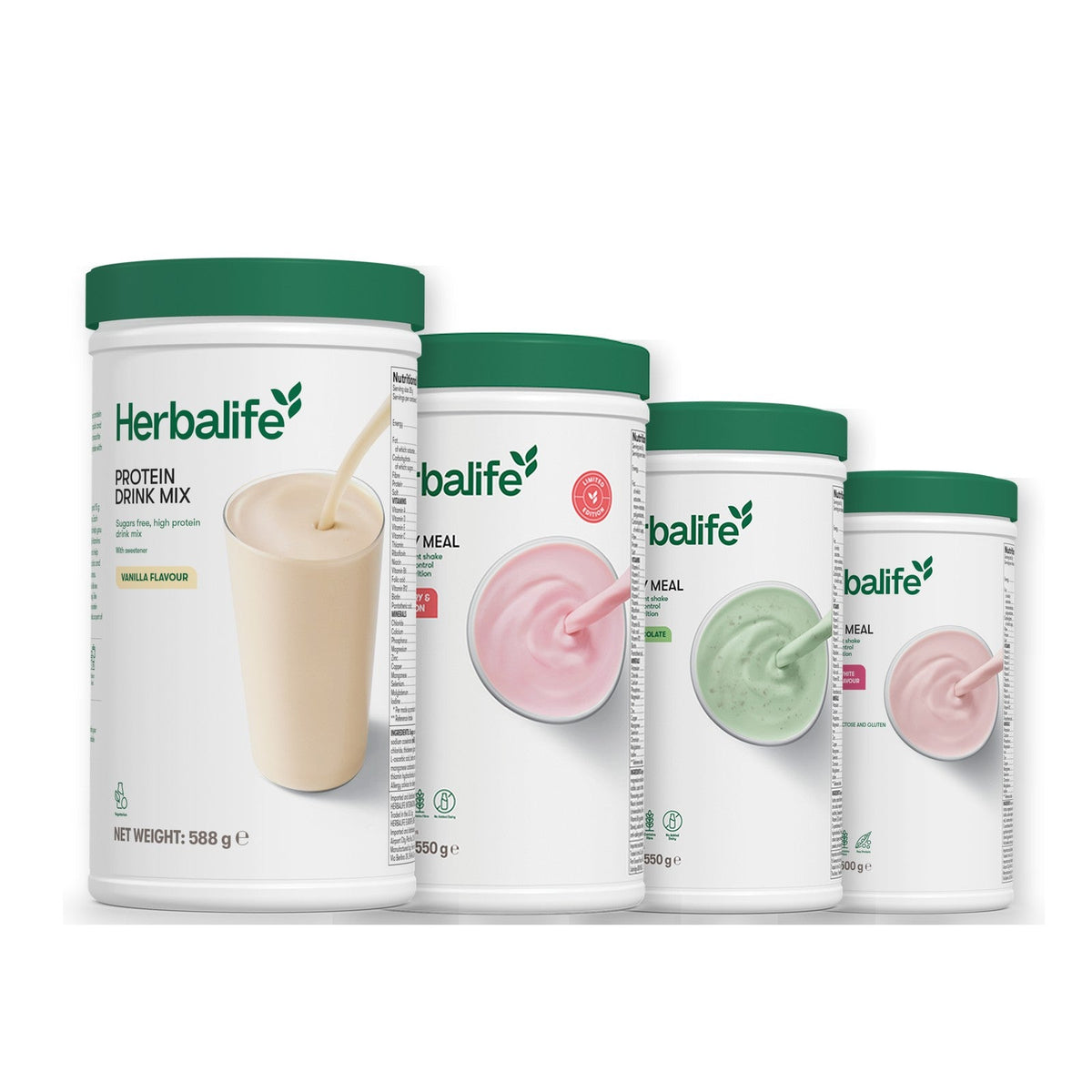 Formula 1 Strawberry Watermelon shake tub with two chosen flavours and Protein Drink Mix vanilla tub, Mint Chocolate / Free From Raspberry & White Chocolate