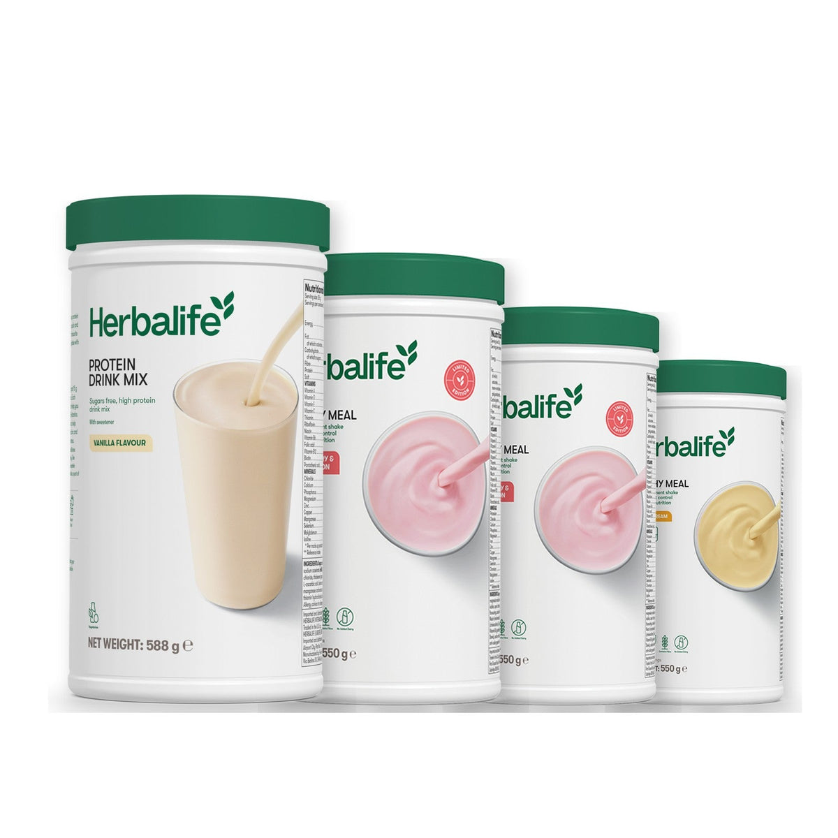 Formula 1 Strawberry Watermelon shake tub with two chosen flavours and Protein Drink Mix vanilla tub, Strawberry Watermelon / Banana Cream
