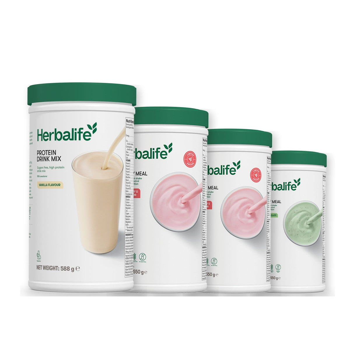 Formula 1 Strawberry Watermelon shake tub with two chosen flavours and Protein Drink Mix vanilla tub, Strawberry Watermelon / Mint Chocolate