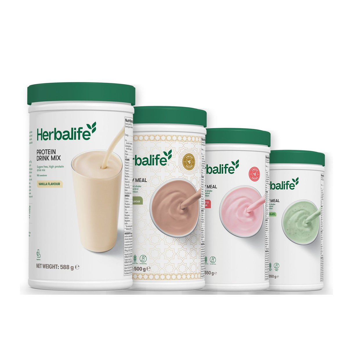 Formula 1 Dubai Style Chocolate shake tub with two chosen flavours and Protein Drink Mix vanilla tub, Strawberry Watermelon / Mint Chocolate