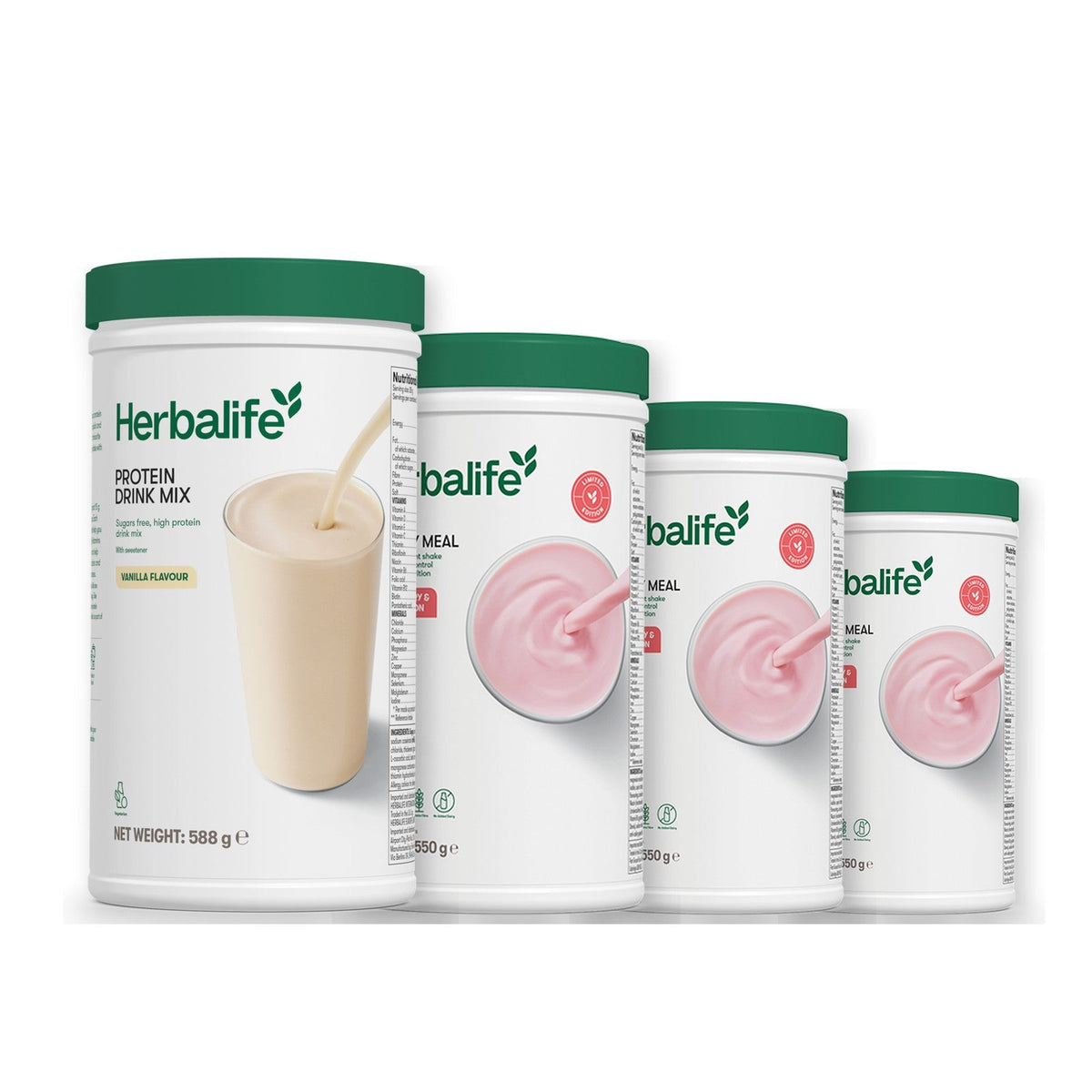 Formula 1 Strawberry Watermelon shake tub with two chosen flavours and Protein Drink Mix vanilla tub, Strawberry Watermelon / Strawberry Watermelon