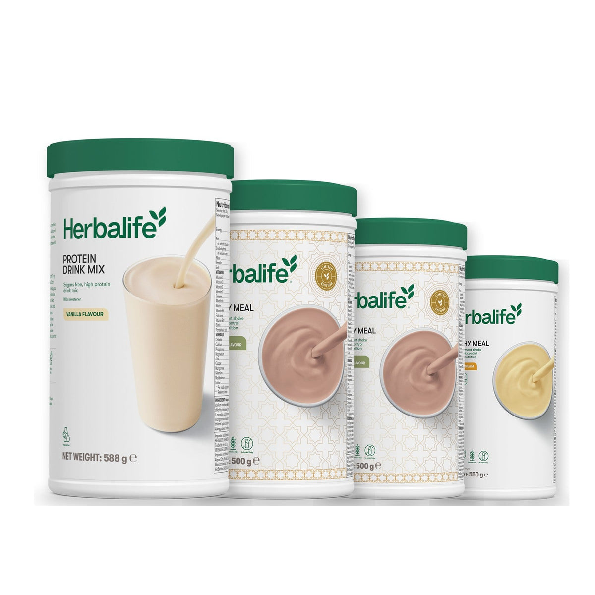 Formula 1 Dubai Style Chocolate shake tub with two chosen flavours and Protein Drink Mix vanilla tub, Dubai Style Chocolate / Banana Cream