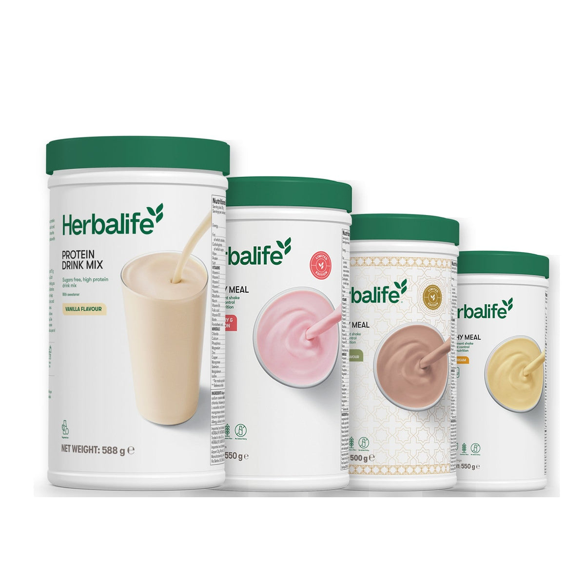 Formula 1 Strawberry Watermelon shake tub with two chosen flavours and Protein Drink Mix vanilla tub, Dubai Style Chocolate / Banana Cream