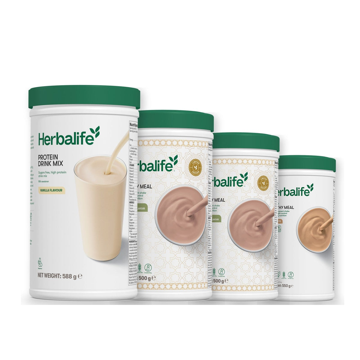 Formula 1 Dubai Style Chocolate shake tub with two chosen flavours and Protein Drink Mix vanilla tub, Dubai Style Chocolate / Cafe Latte