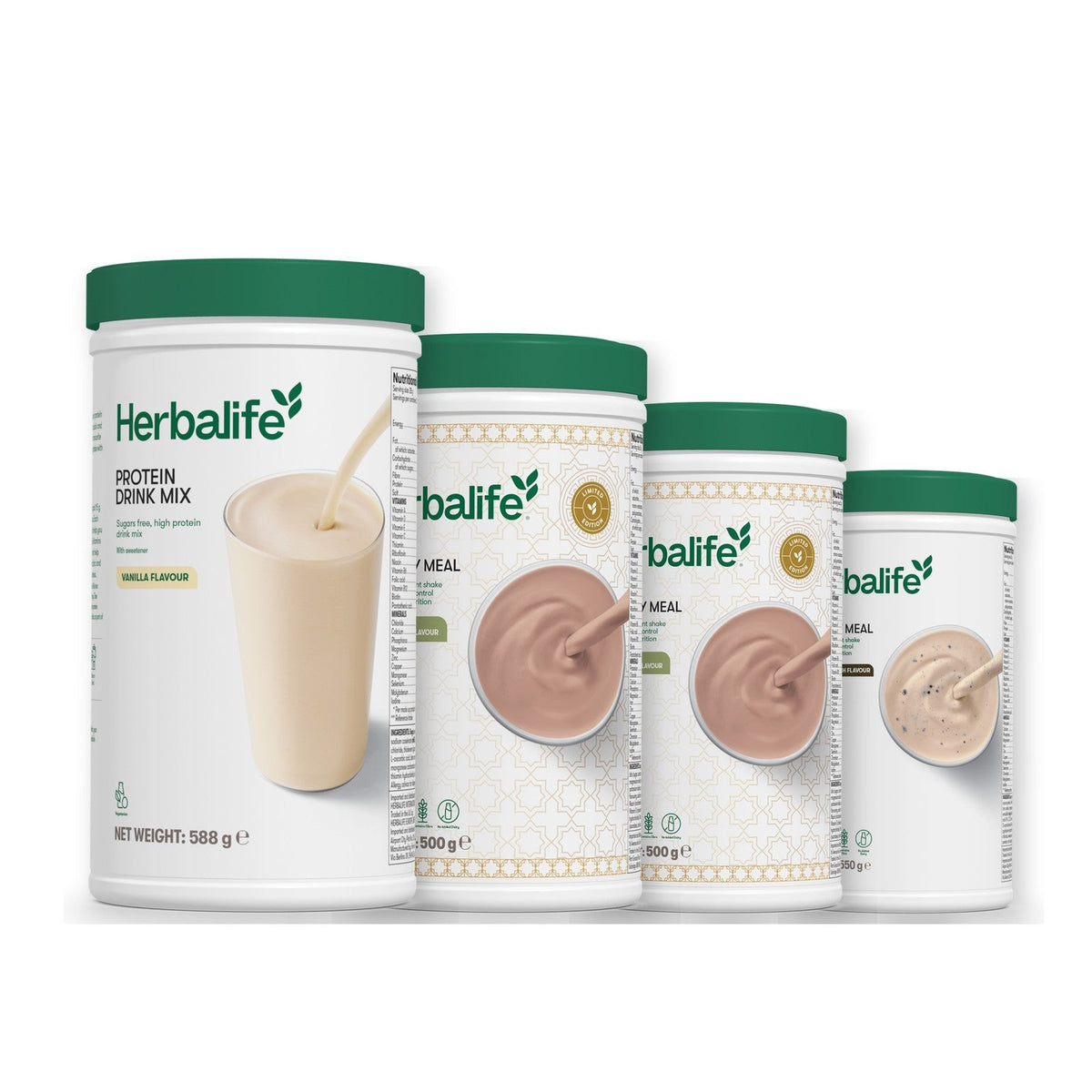 Formula 1 Dubai Style Chocolate shake tub with two chosen flavours and Protein Drink Mix vanilla tub, Dubai Style Chocolate / Cookie Crunch