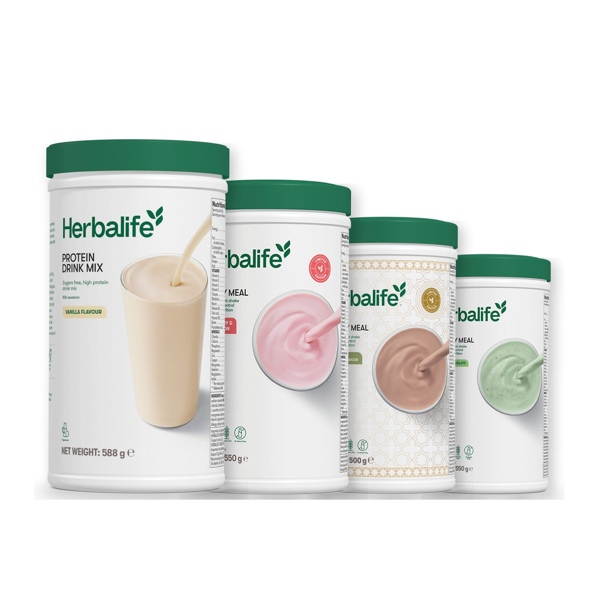 Formula 1 Strawberry Watermelon shake tub with two chosen flavours and Protein Drink Mix vanilla tub, Dubai Style Chocolate / Mint Chocolate