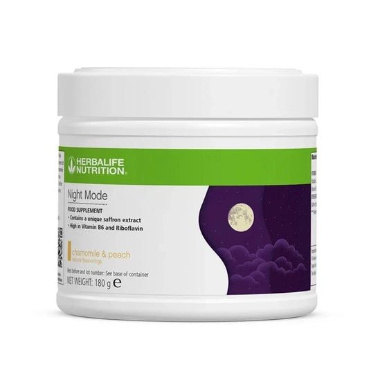 Night Mode chamomile and peach 180 g tub of evening drink powder with saffron extract